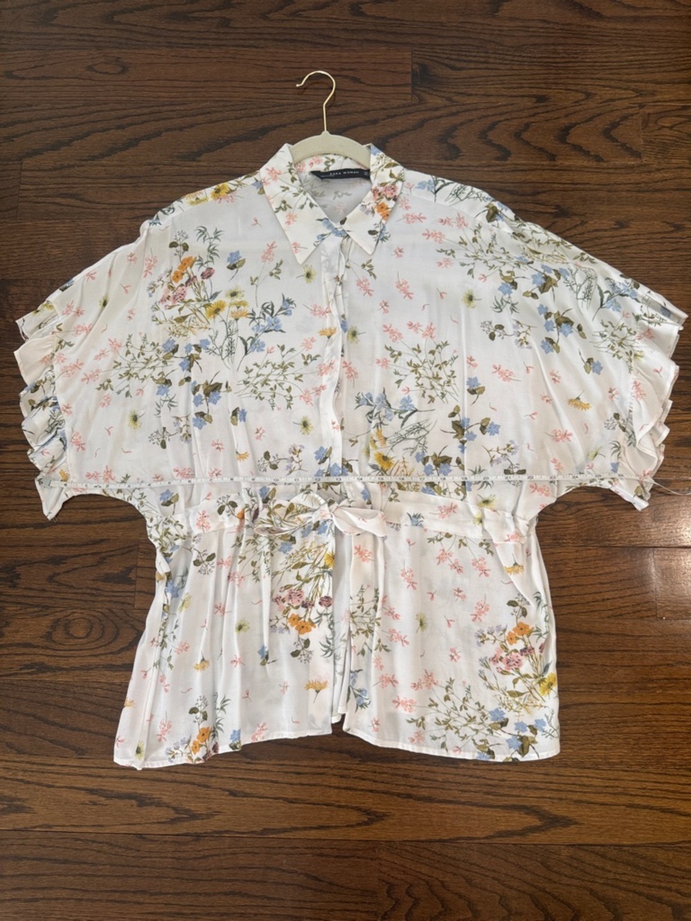 ZARA SHIRT WITH RUFFLES AND BOW SZ M - Picture 3 of 4